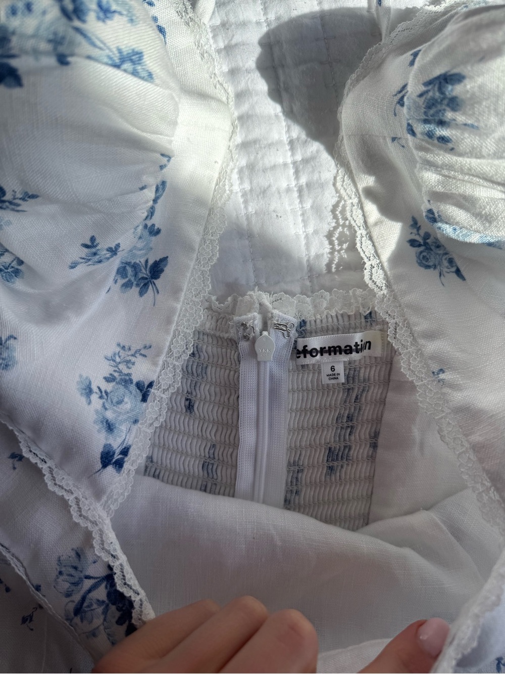 Reformation Evianna linen mini dress floral blue - Picture 8 of 9